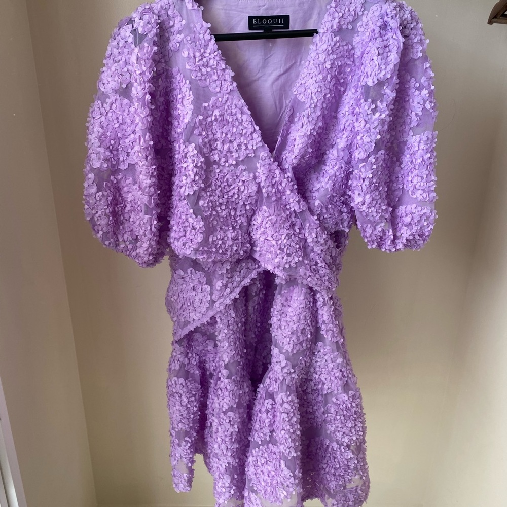 Eloquii Sheer Lavender Mini Dress